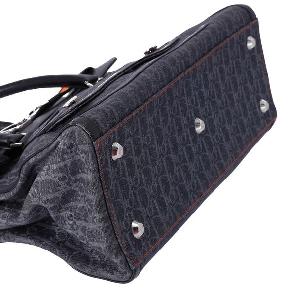 Christian Dior Flight Trotter Handbag Navy Black Orange Denim Leather - Picture 4 of 8